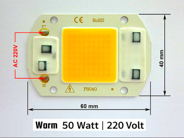 50W AC 220V COB LED Light (Warm)