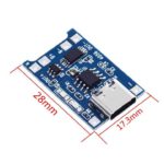 TP4056 Type-C 1A 3.7V Lithium Battery Charging Module with Protection size